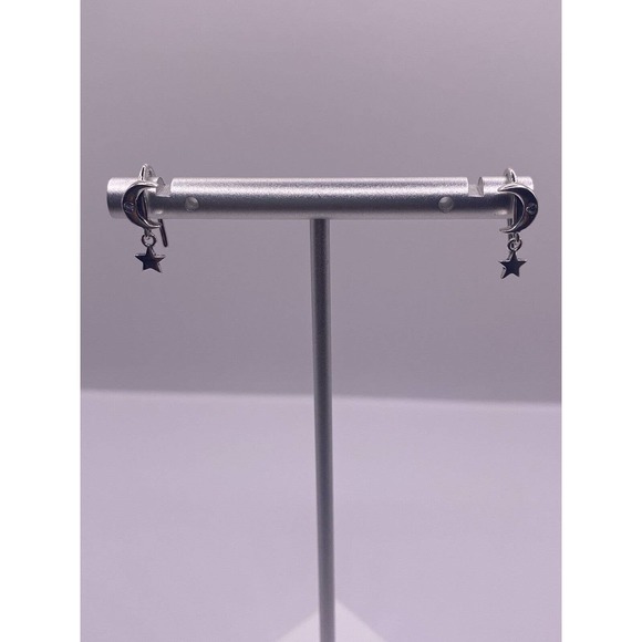 Hook Over Sterling Silver With Cz Star And Crescent - Picture 1 of 4